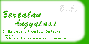bertalan angyalosi business card